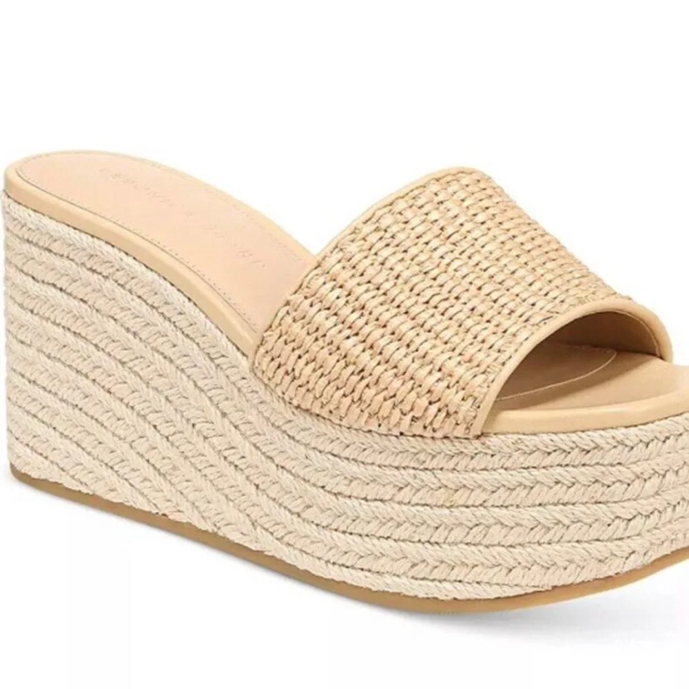 Veronica Beard Beige Gable Slip On Platform Espadrille Sandals Size 10